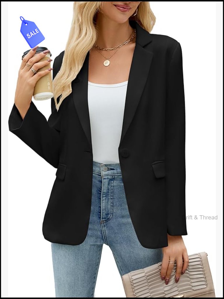 Lightweight Polyester Blazer With Pockets, Regular Fit, Long Sleeve